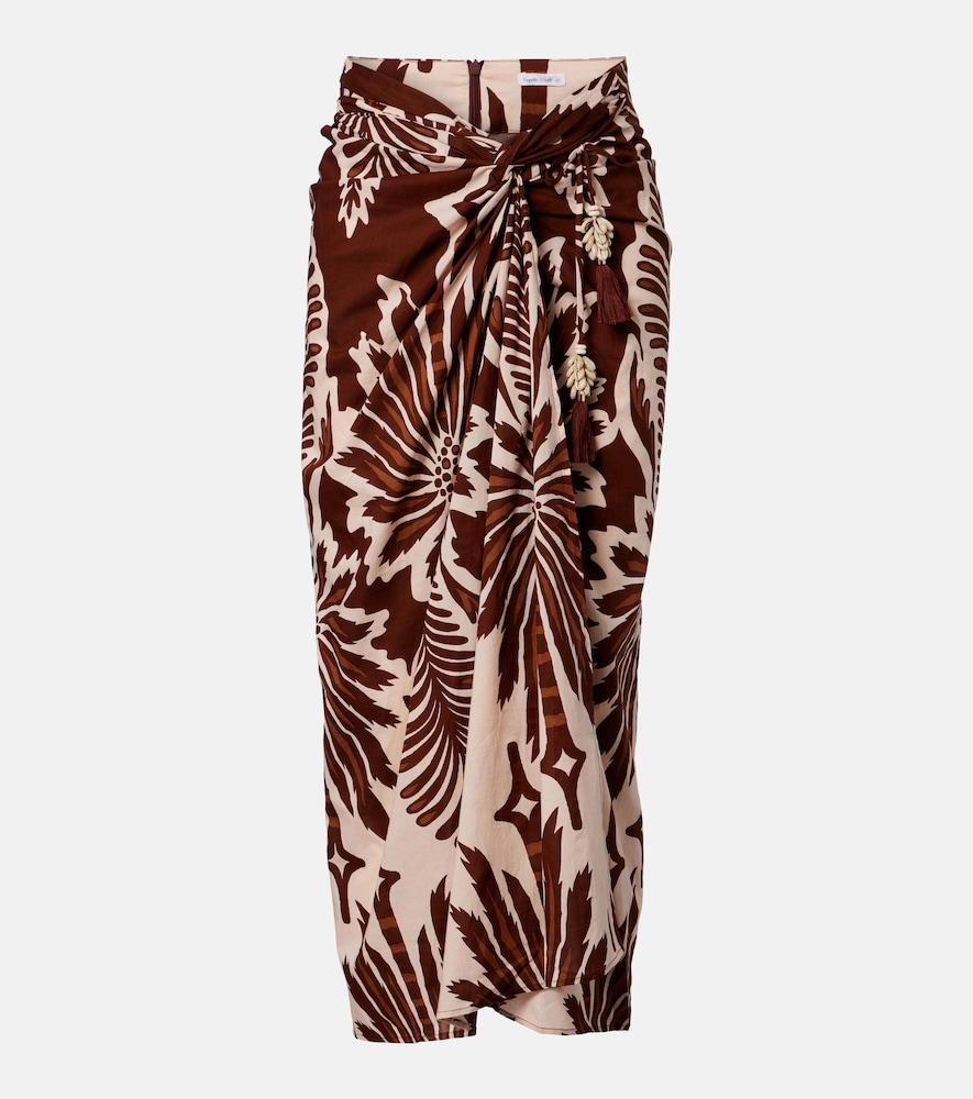 poupette st barth uma printed cotton midi skirt