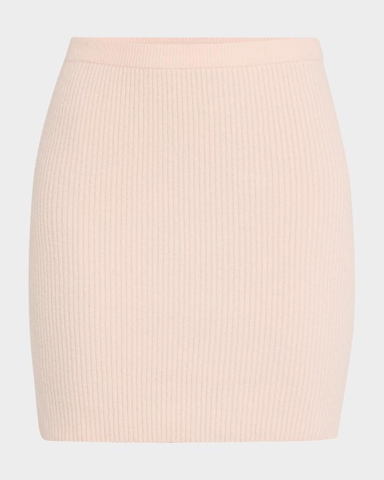 powder cashmere rib-knit mini skirt