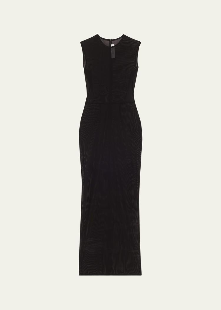 power mesh sleeveless midi dress