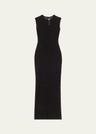 power mesh sleeveless midi dress