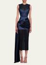 power mesh sleeveless midi dress
