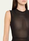 power mesh sleeveless midi dress