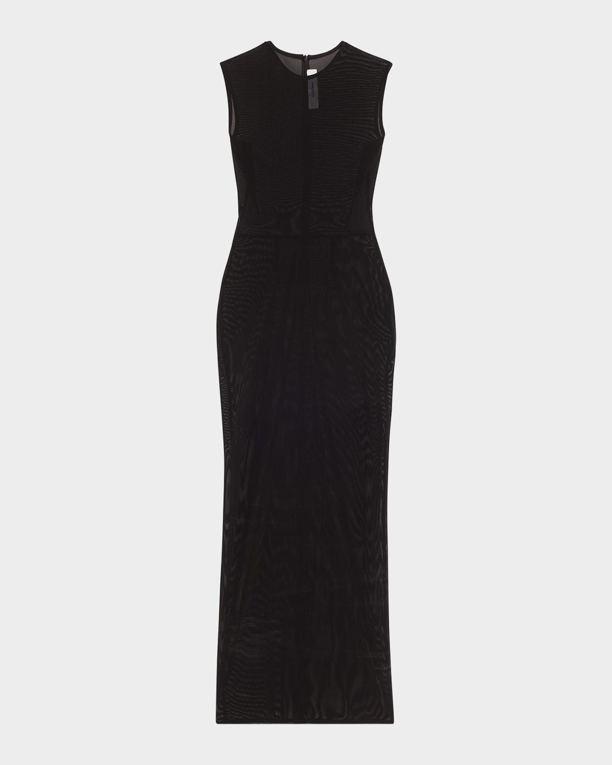 power mesh sleeveless midi dress