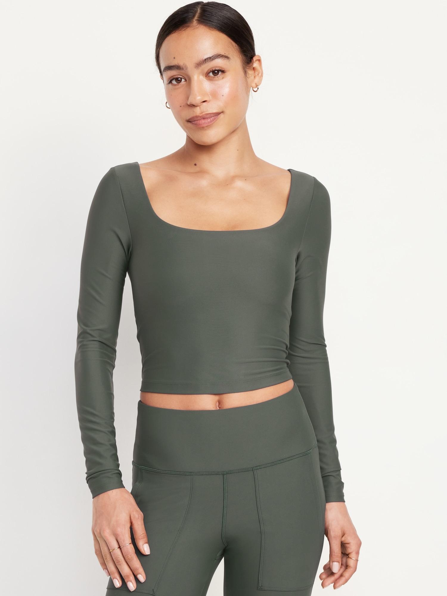 powersoft long-sleeve crop support top