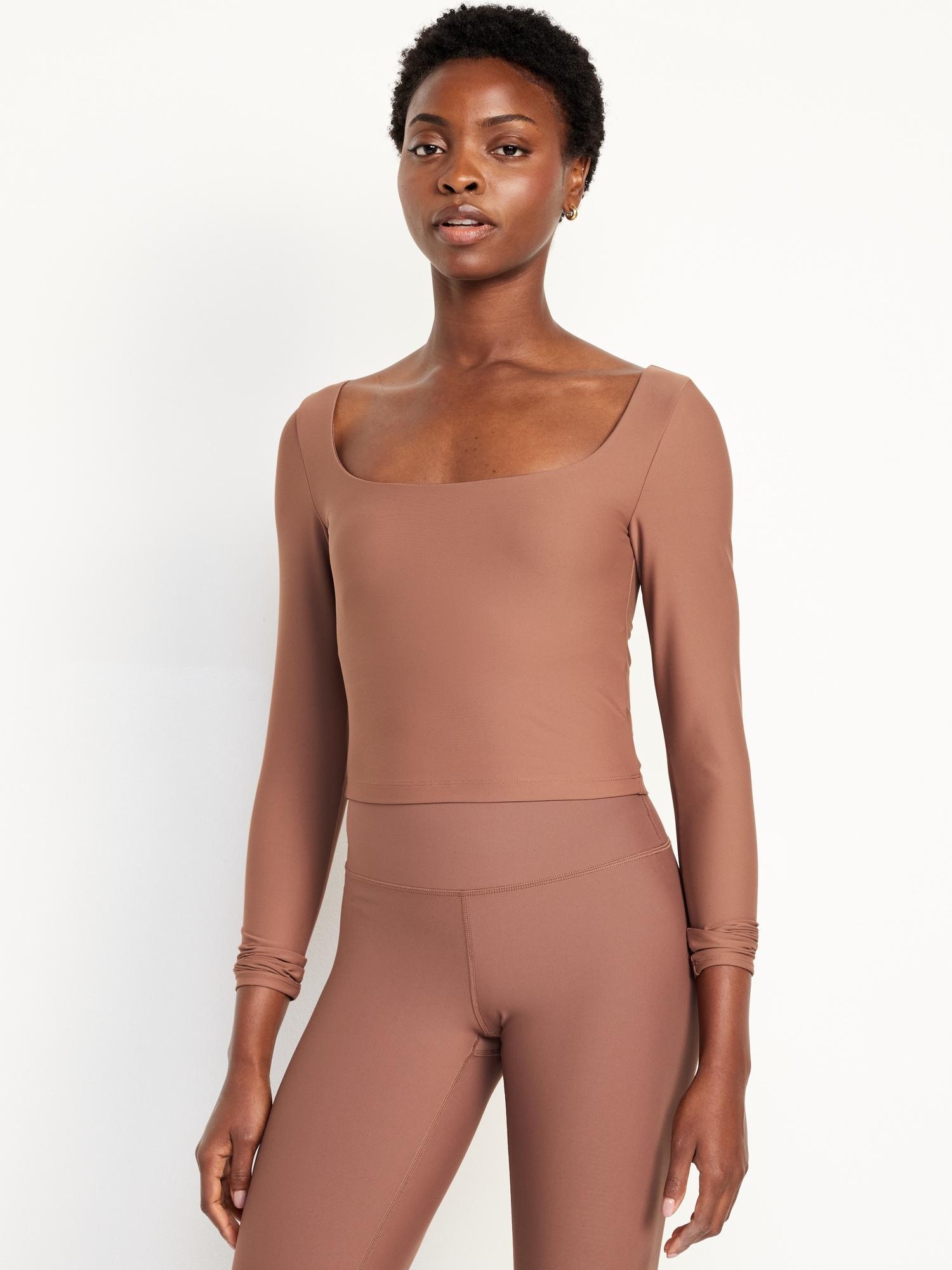 powersoft long-sleeve crop support top