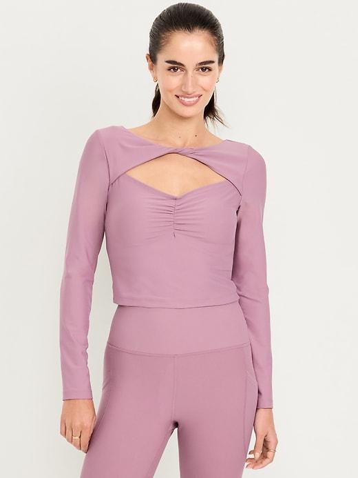 powersoft long-sleeve cut-out top