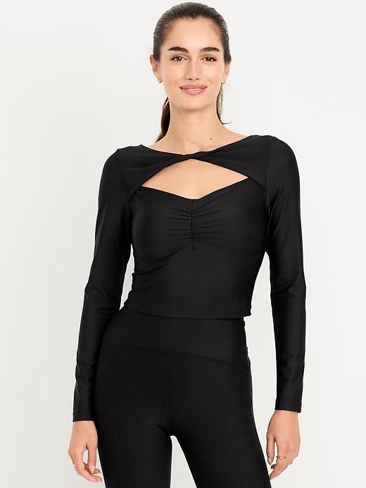 powersoft long-sleeve cut-out top