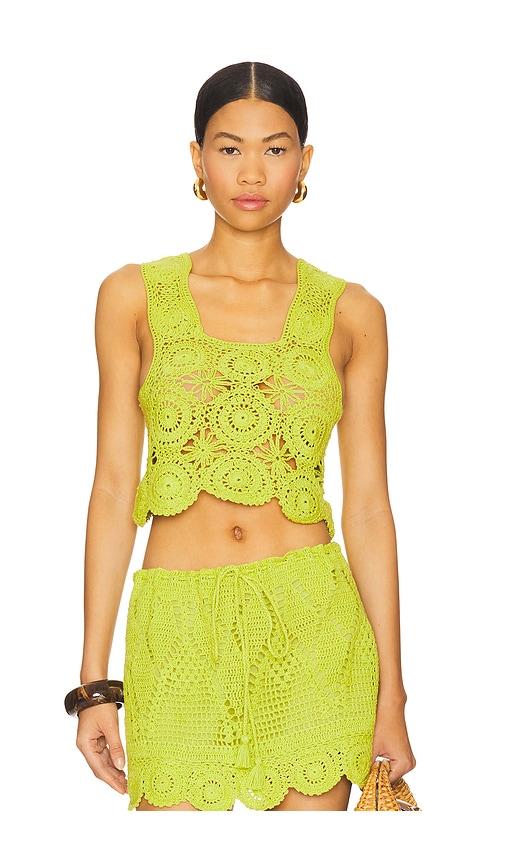 pq aria top in green.
