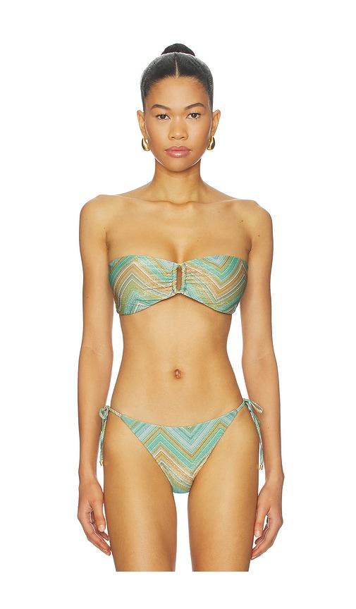 pq detail bandeau bikini top in green,teal.