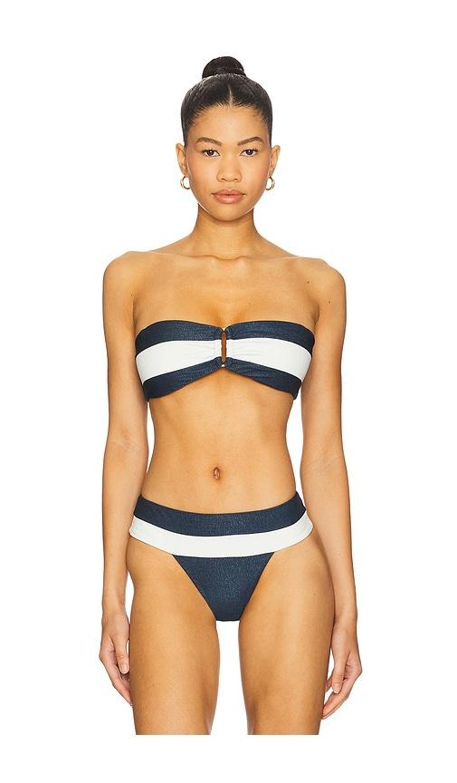 pq detail bandeau bikini top in navy.