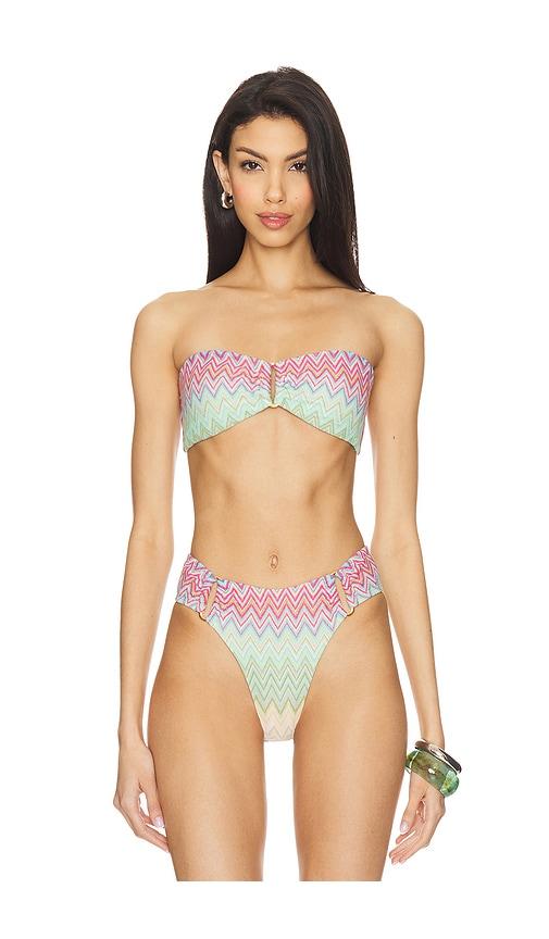 pq detail bandeau bikini top in pink,mint.