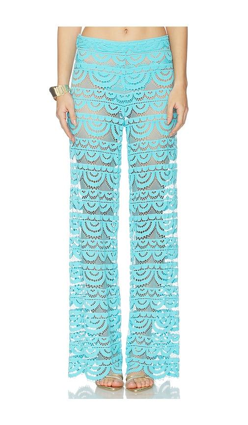 pq high waist lace pant in blue.