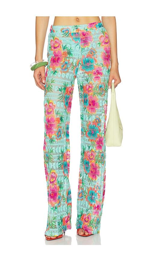 pq meg high waist pant in teal.