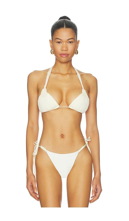 pq mila triangle bikini top in ivory.