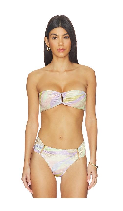 pq ring bandeau bikini top in lemon,lavender.