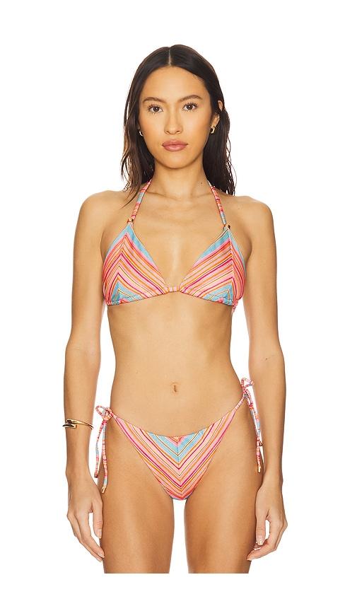 pq triangle bikini top in pink.