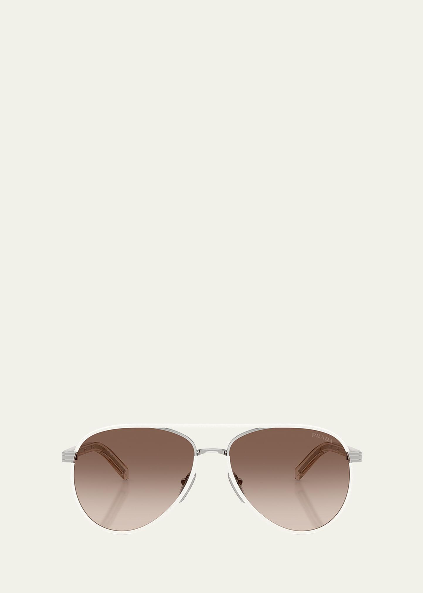 pr b57s aviator steel sunglasses