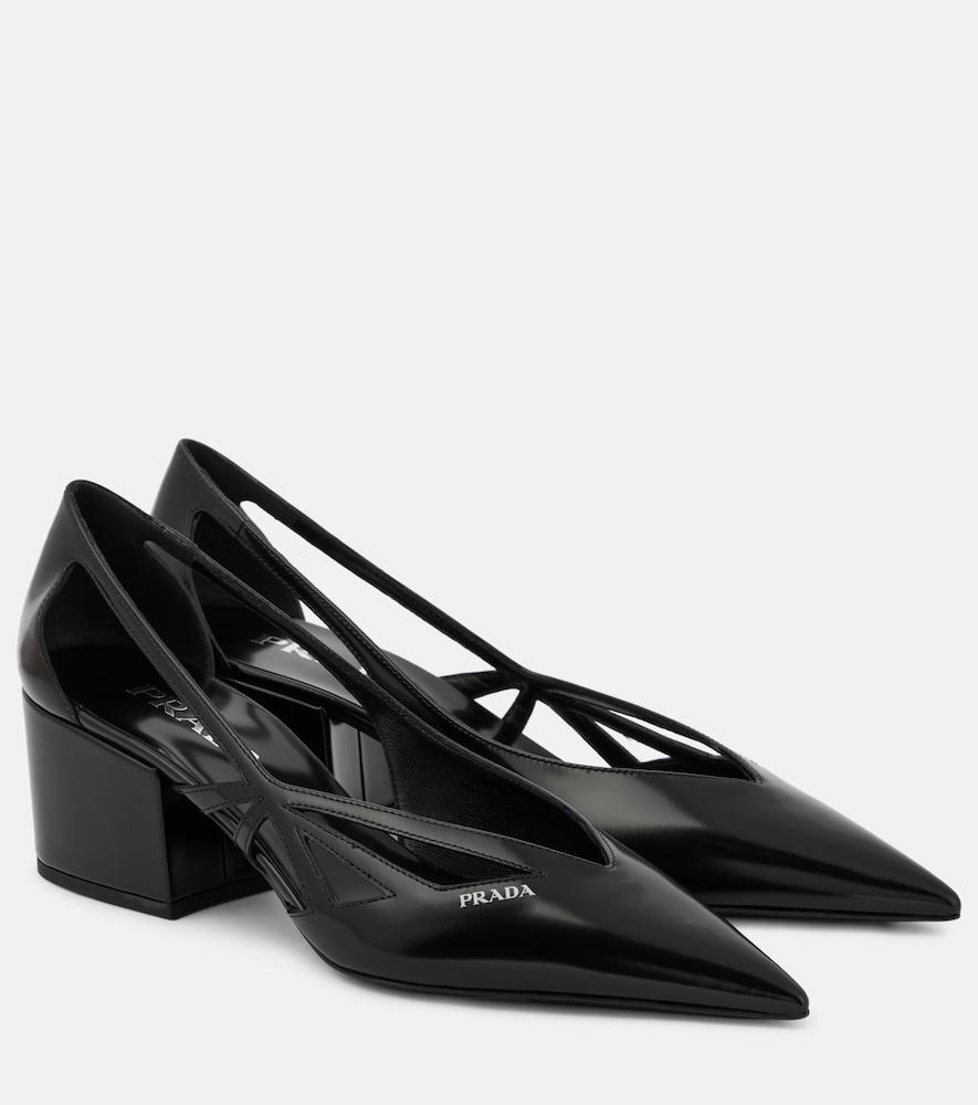 prada 55 cutout brushed leather pumps
