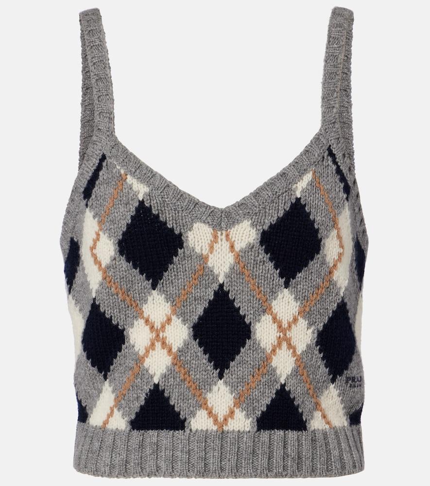 prada argyle cashmere crop top