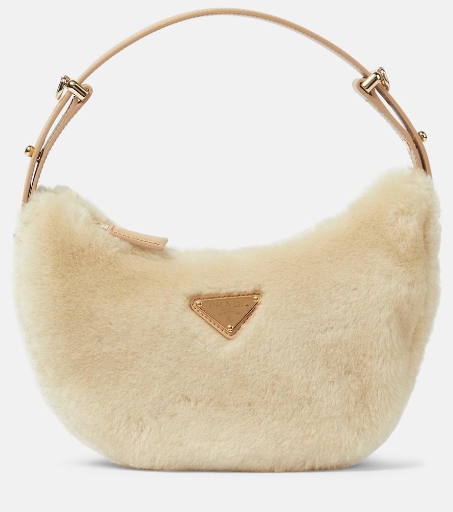 prada arqué shearling shoulder bag