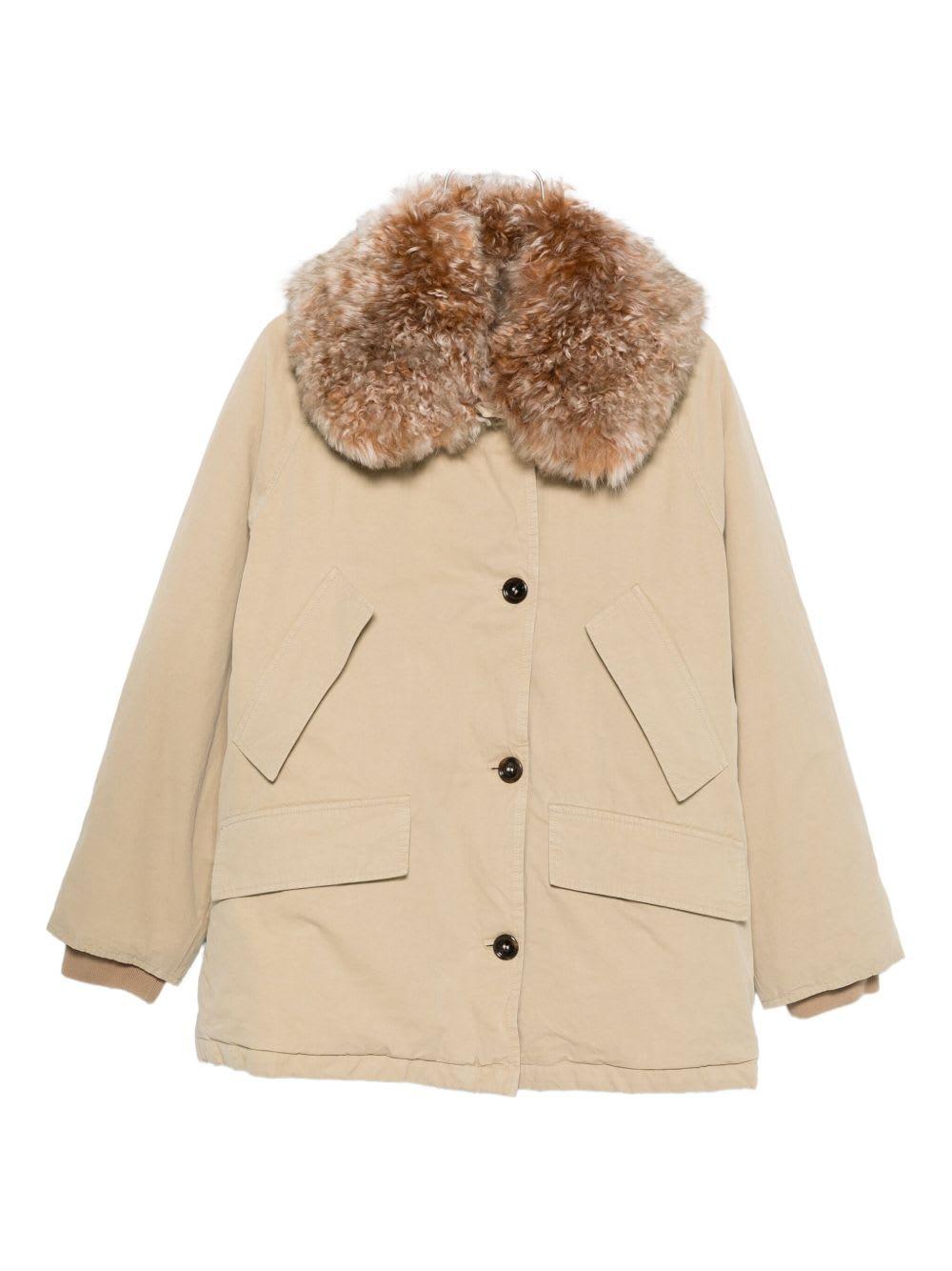 prada beige faux fur jacket