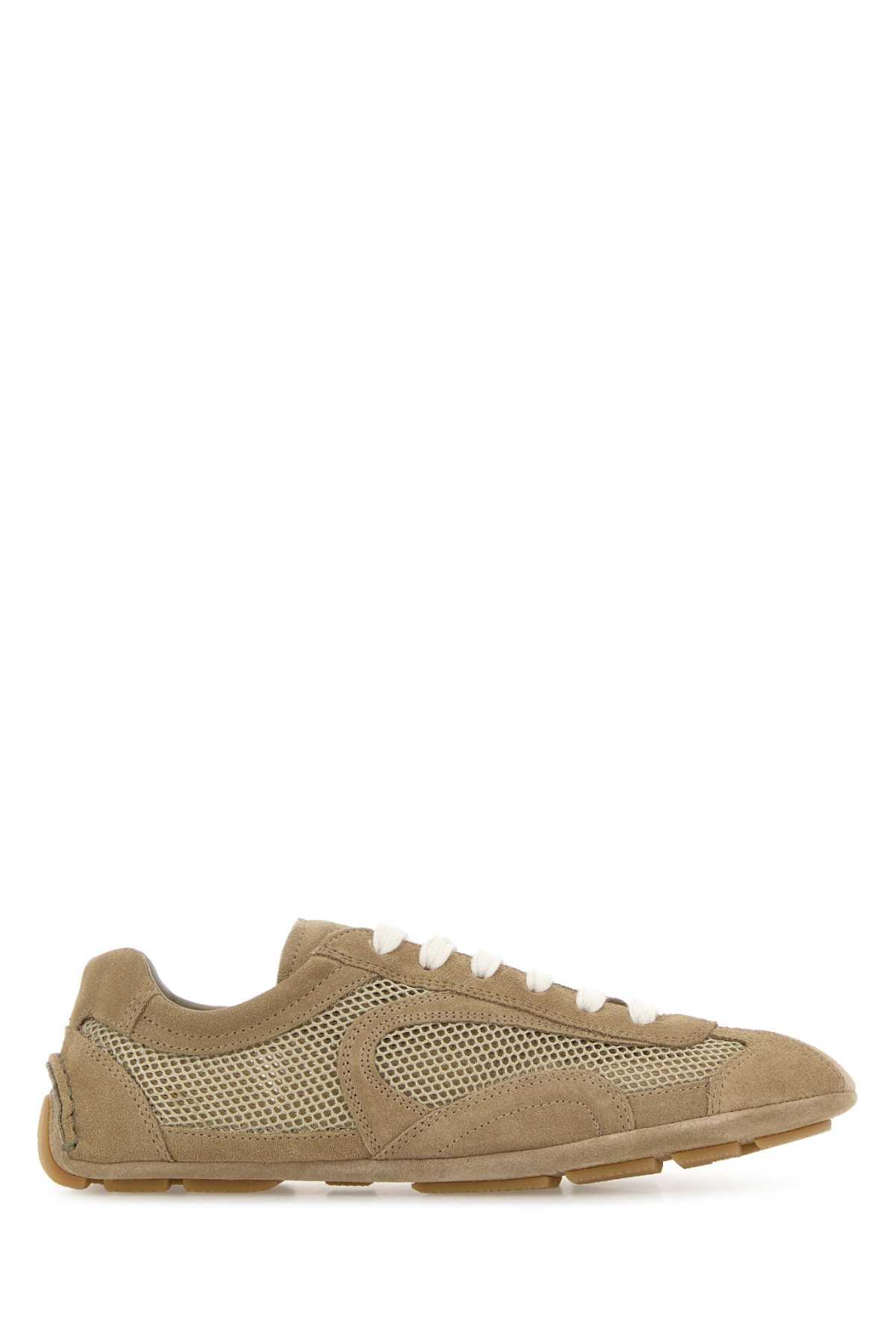 prada beige suede and mesh montecarlo sneakers