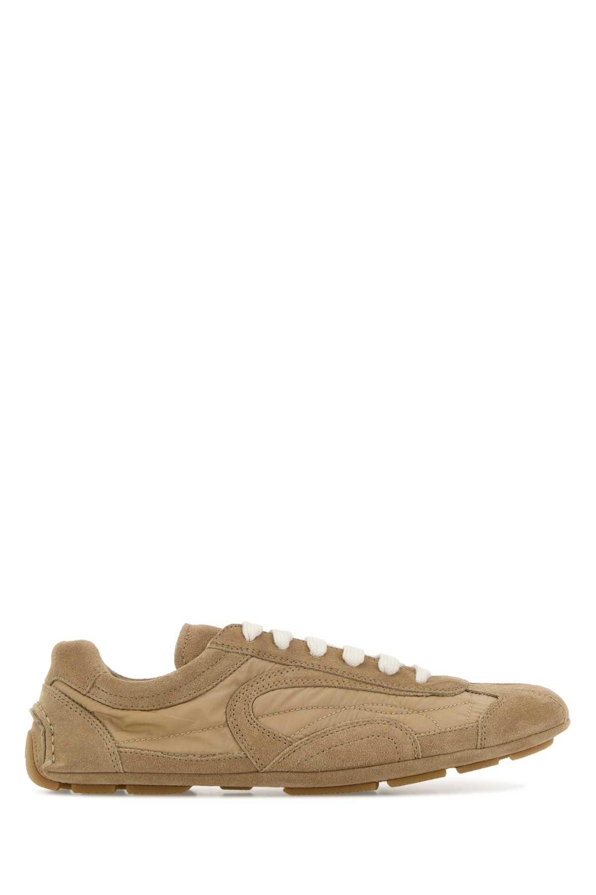prada beige suede and re-nylon montecarlo re-edition 2005 sneakers