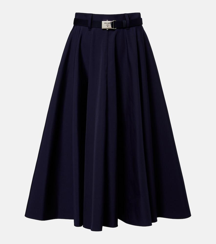 prada belted poplin midi skirt