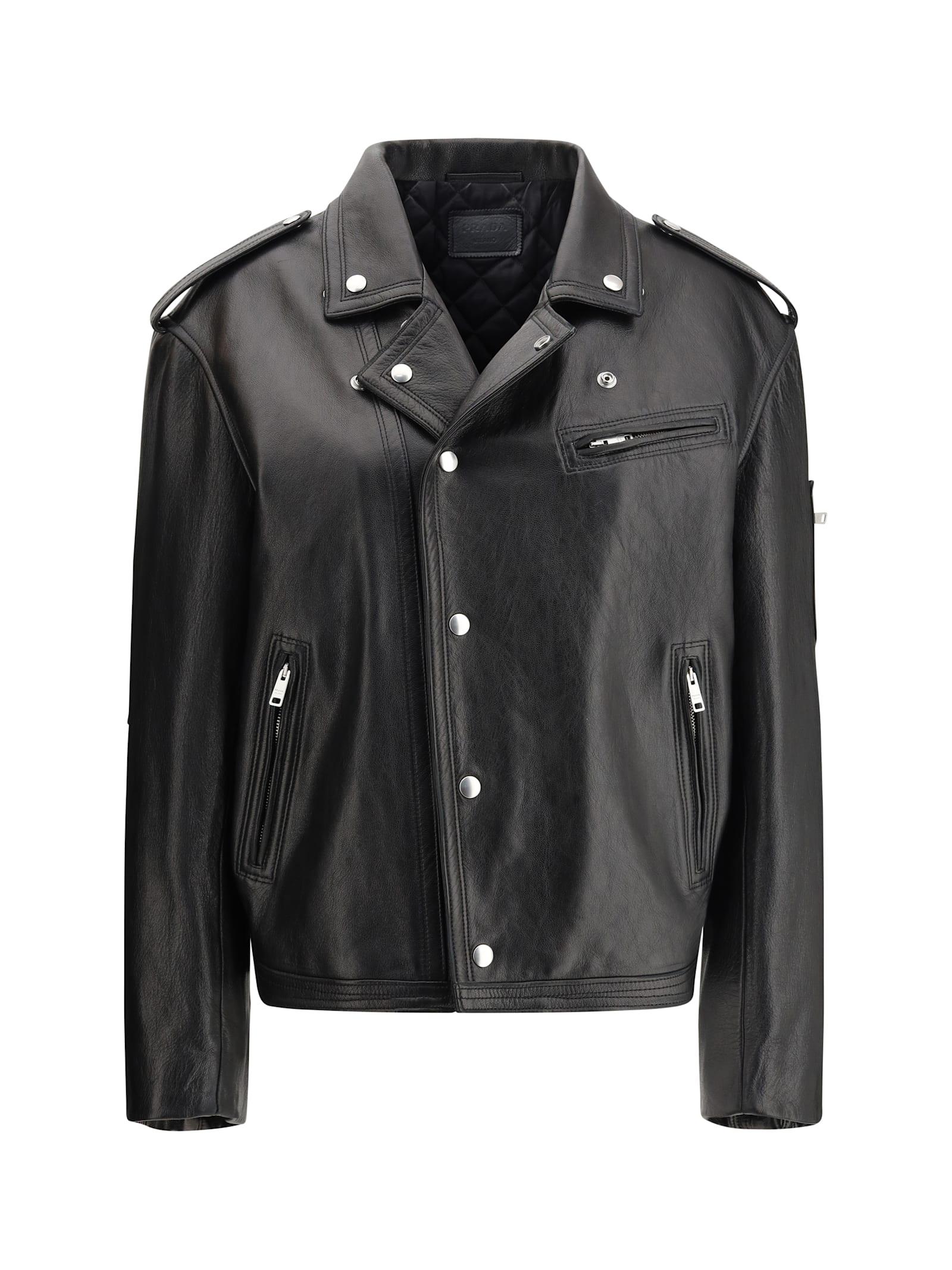 prada biker leather jacket