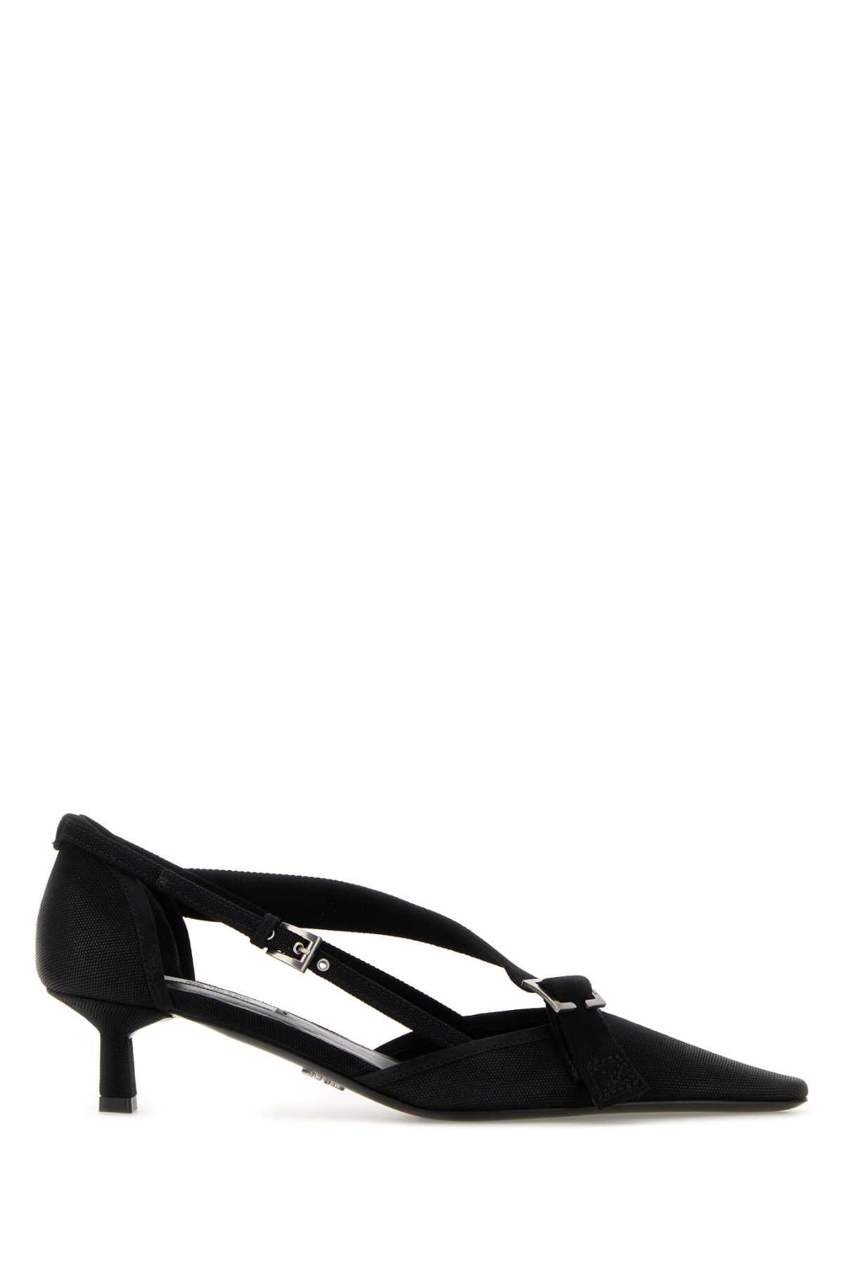 prada black canvas pumps