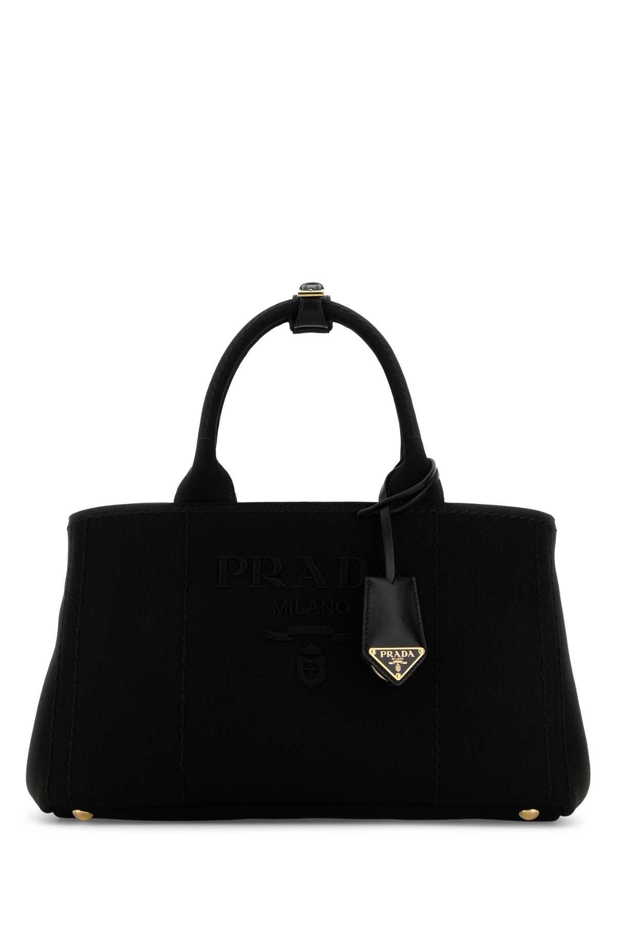 prada black canvas shopping bag