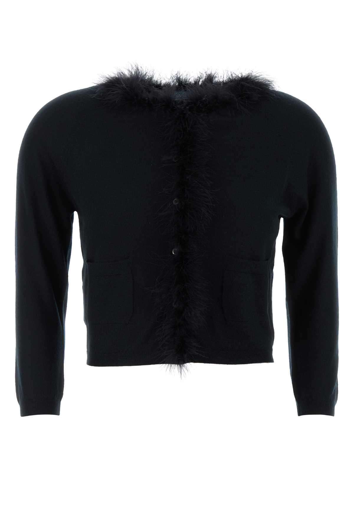 prada black cashmere cardigan