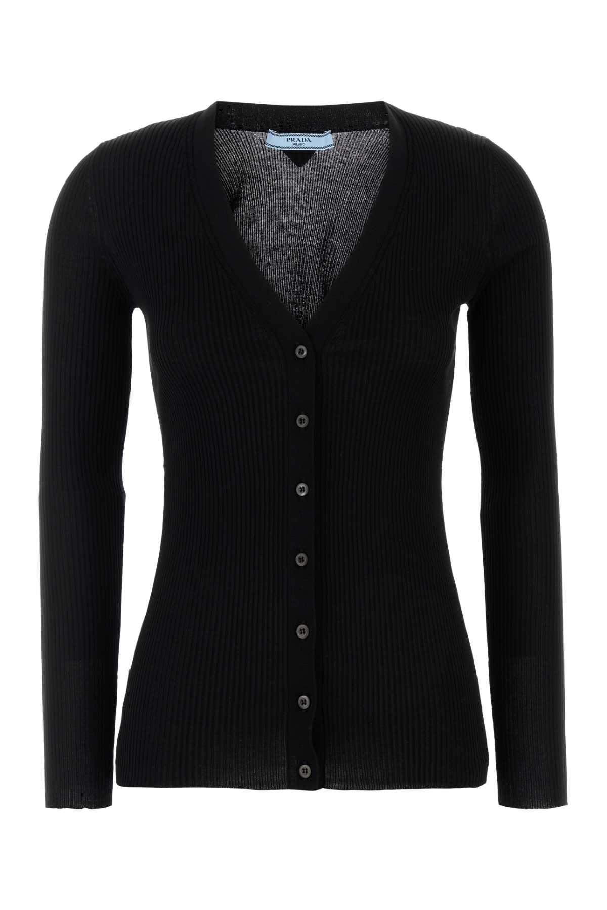 prada black cotton cardigan
