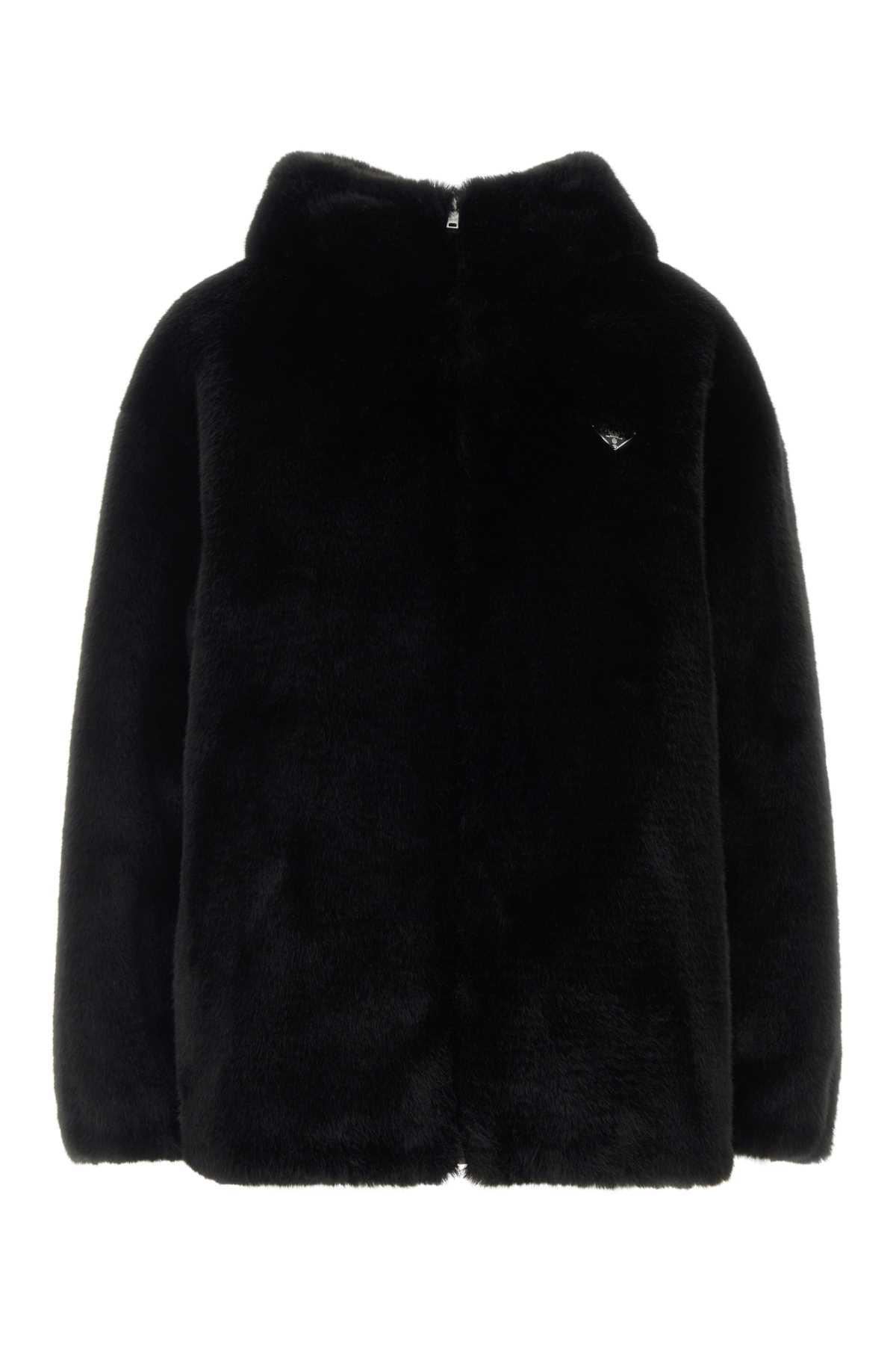 prada black eco fur reversible jacket