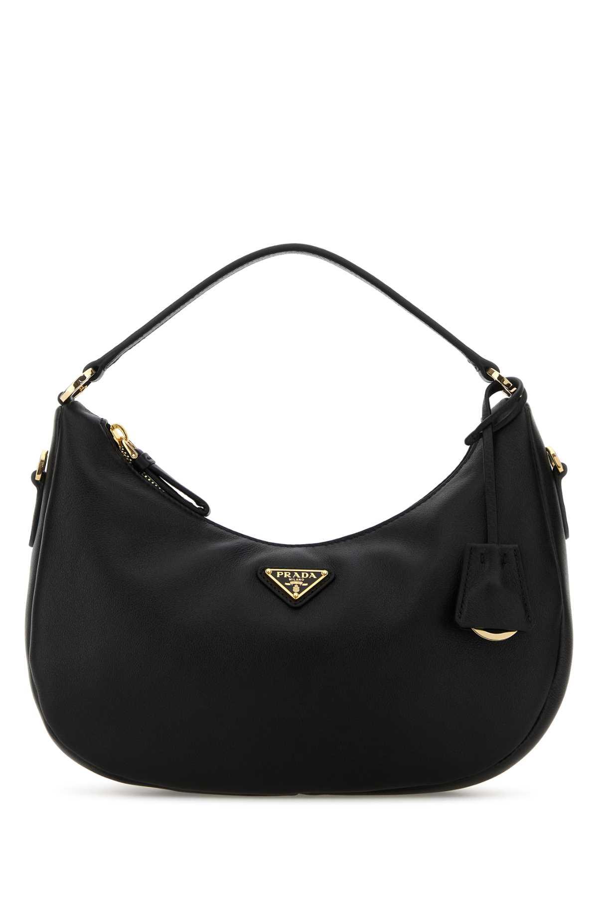 prada black leather handbag