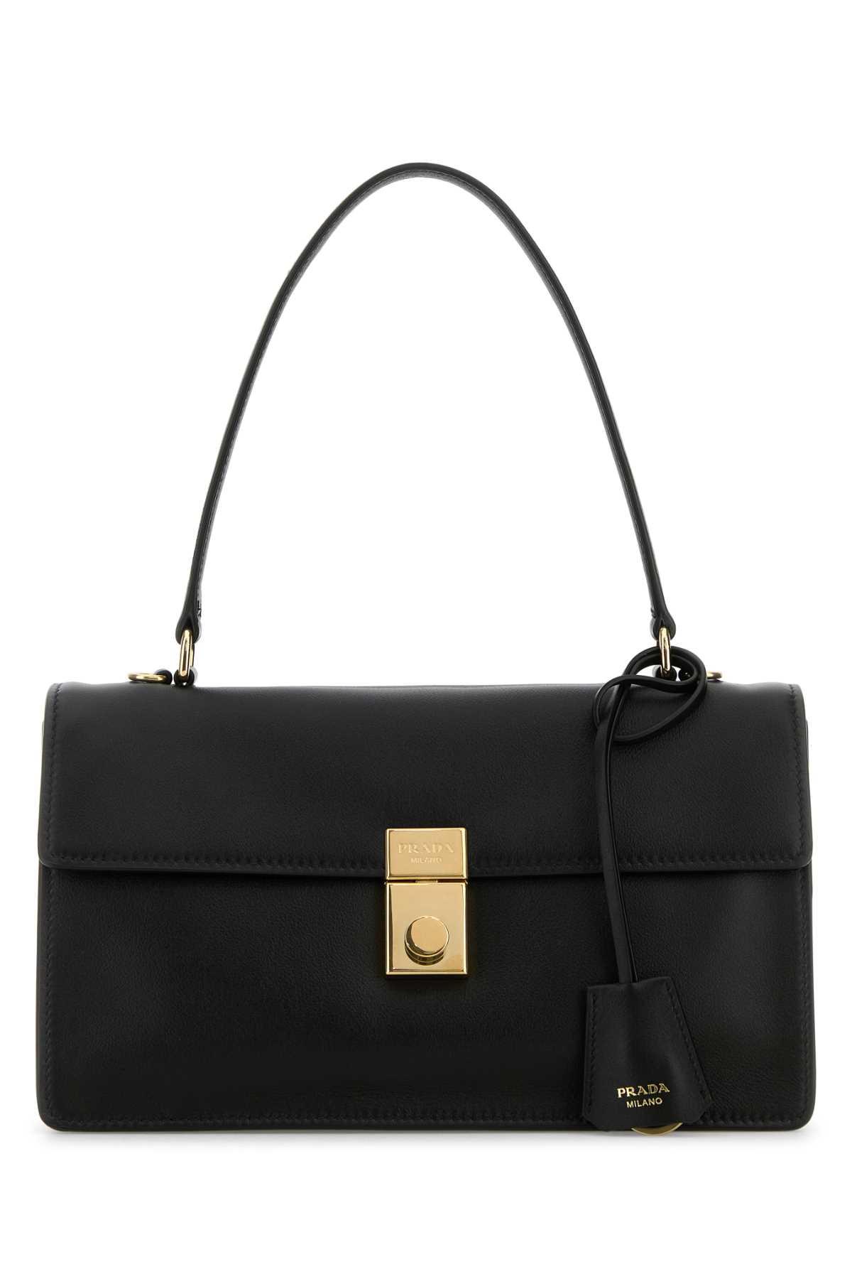 prada black leather handbag