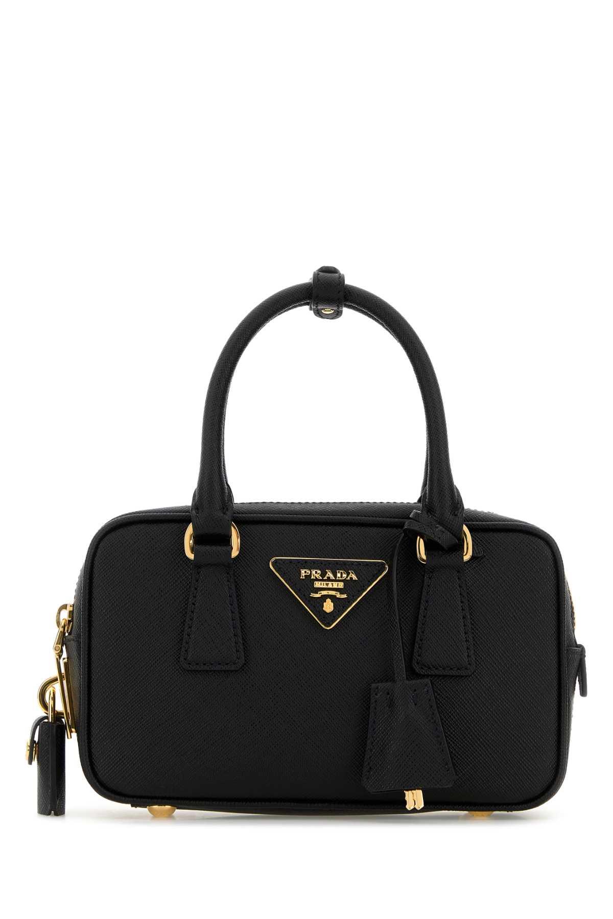 prada black leather handbag