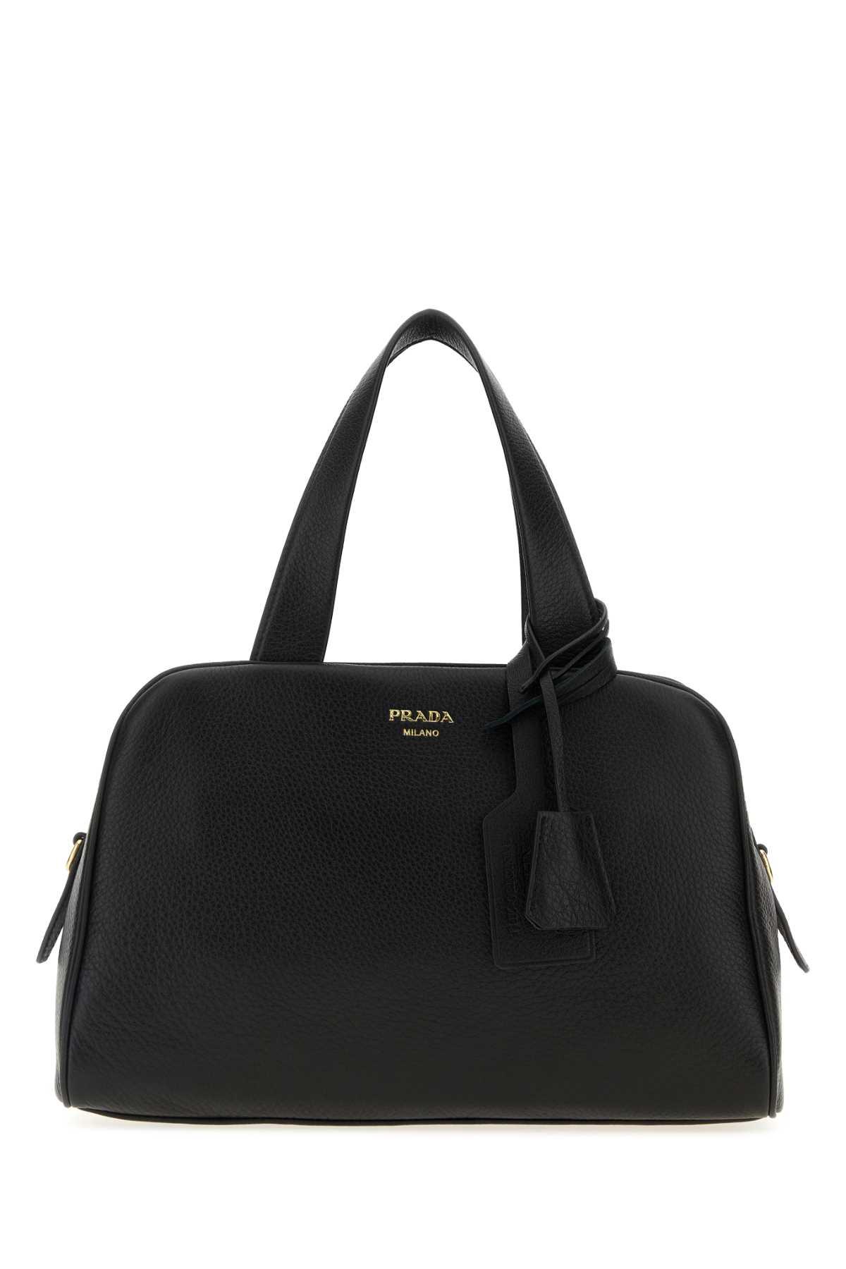 prada black leather handbag