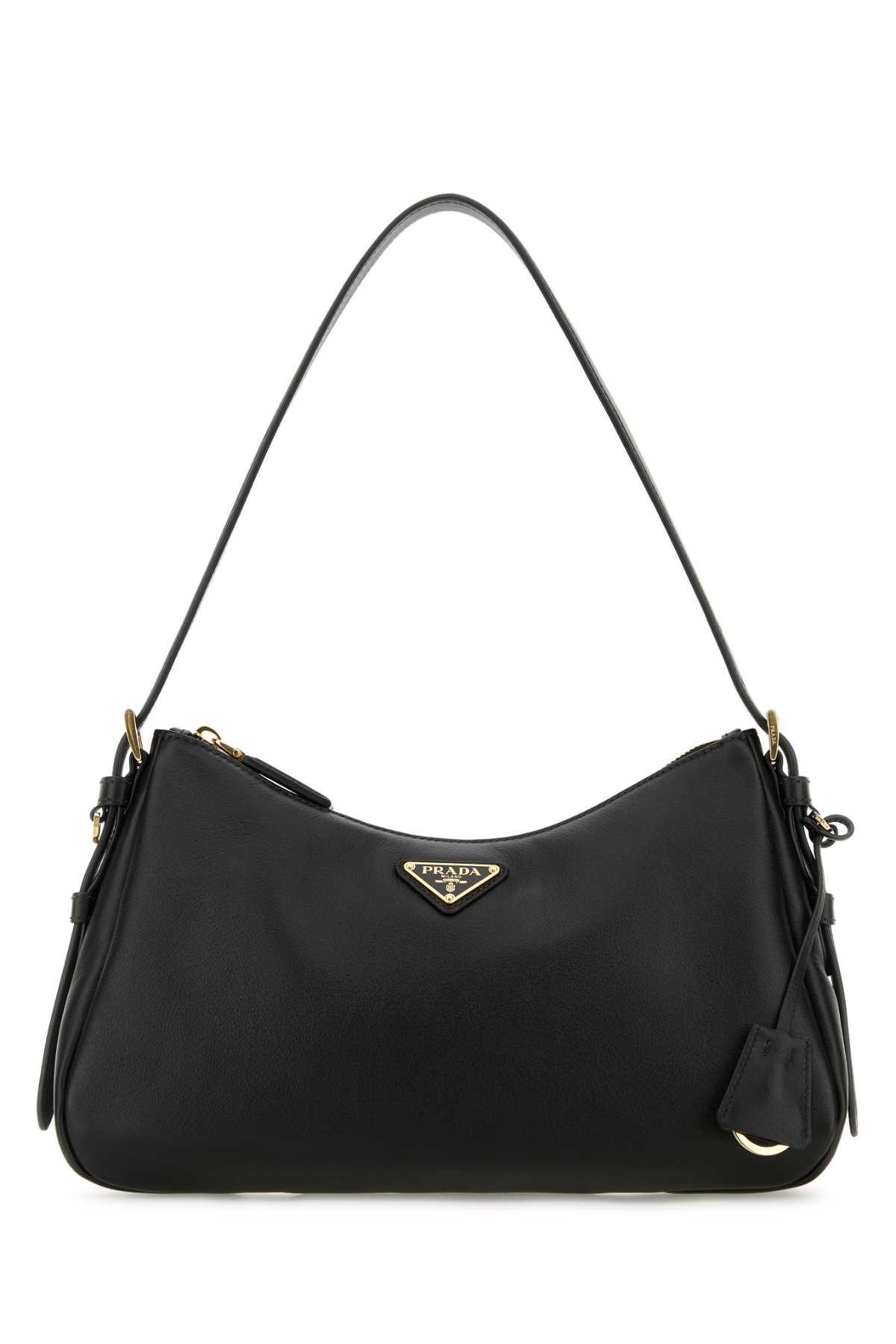 prada black leather medium aimãe shoulder bag