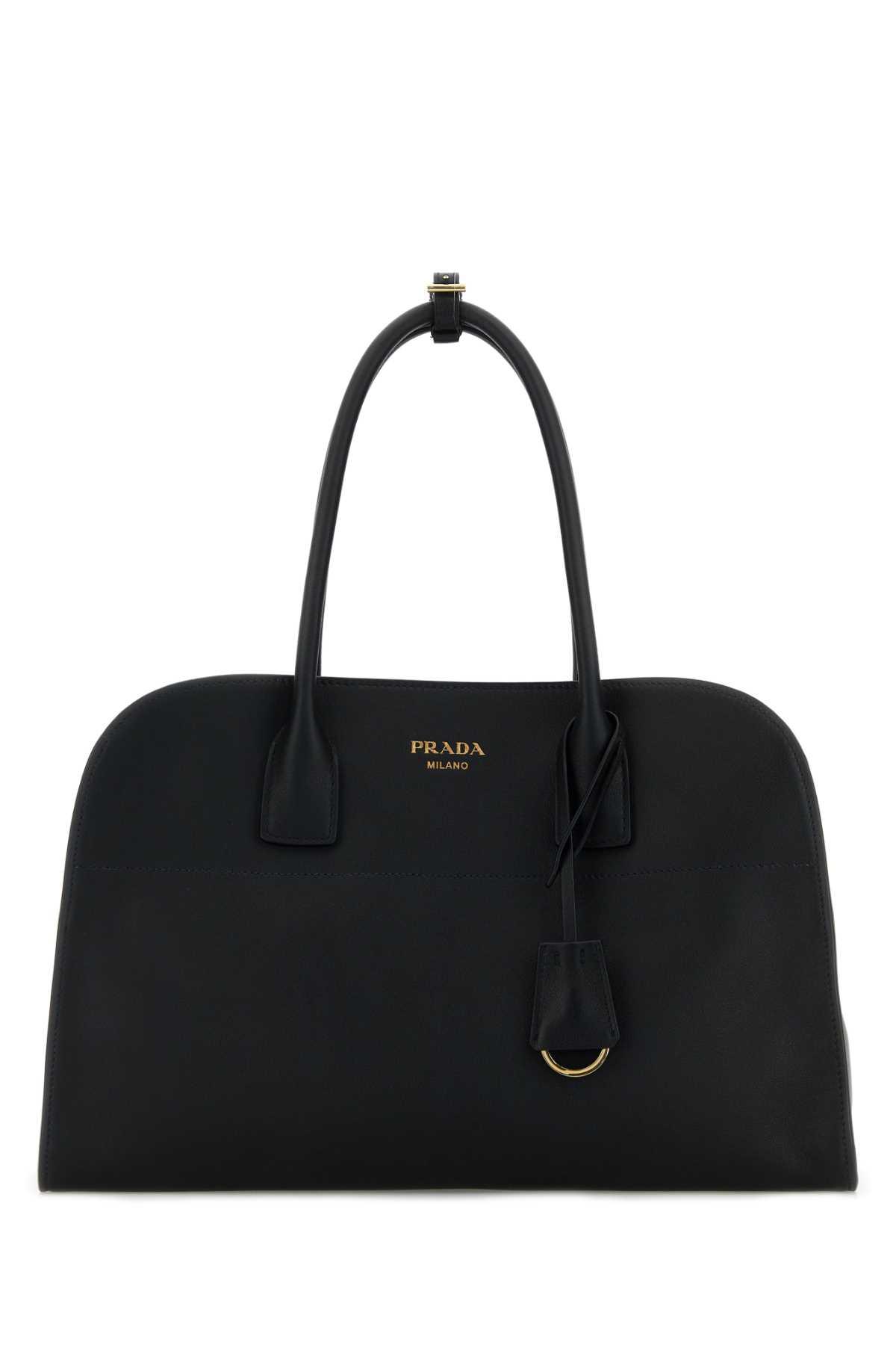 prada black leather medium shopping bag
