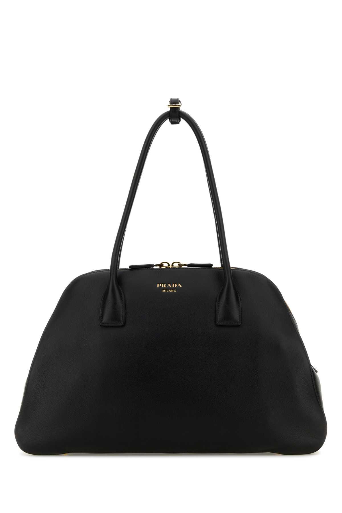 prada black leather medium shopping bag