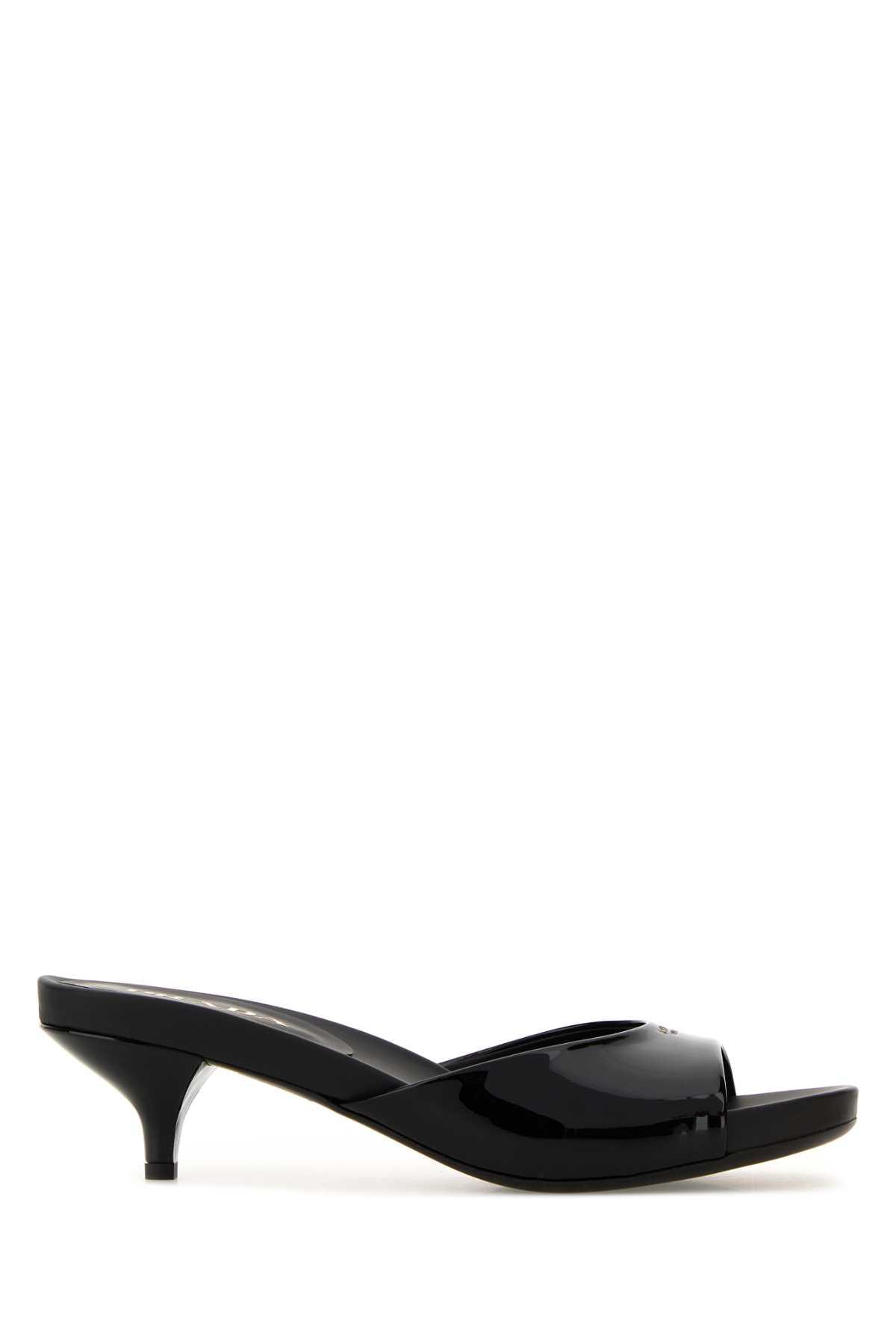 prada black leather mules