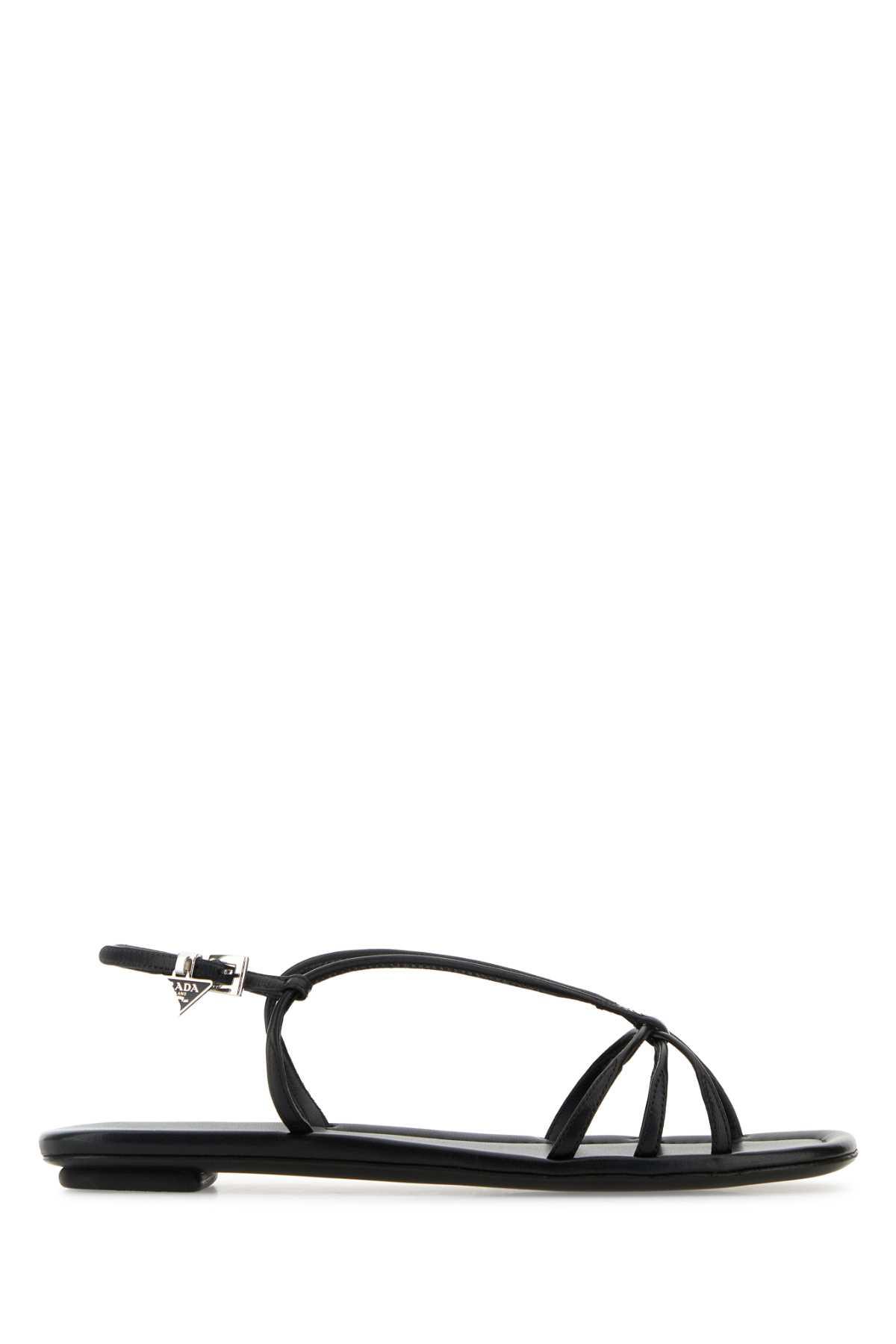 prada black leather sandals