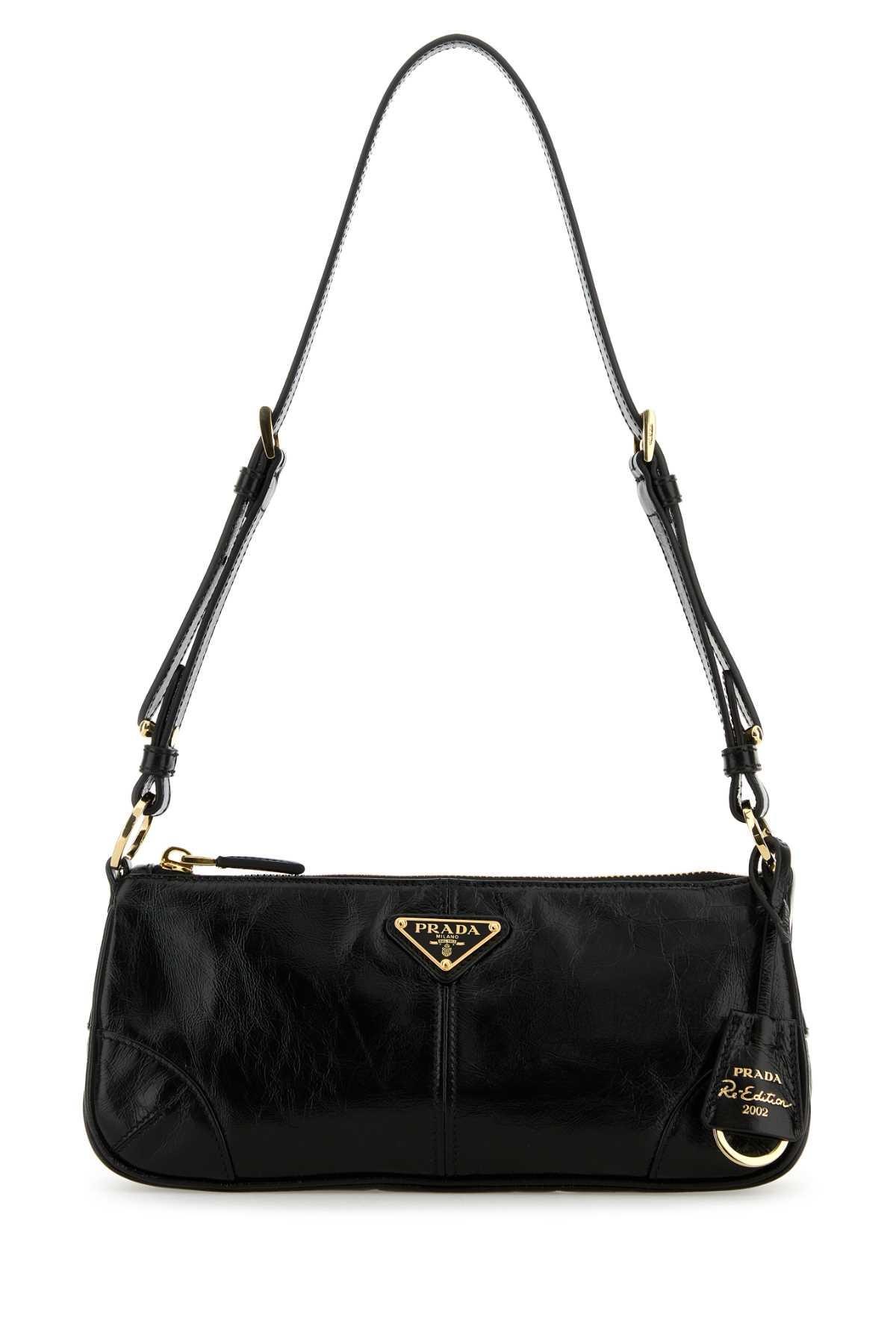 prada black leather shoulder bag