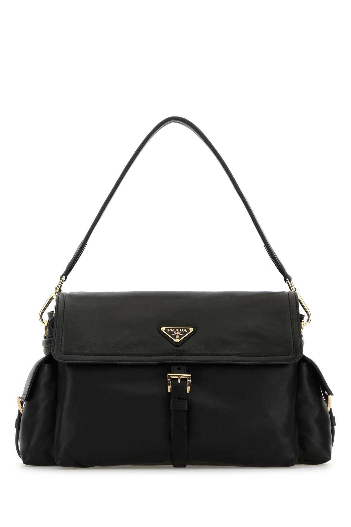 prada black leather shoulder bag