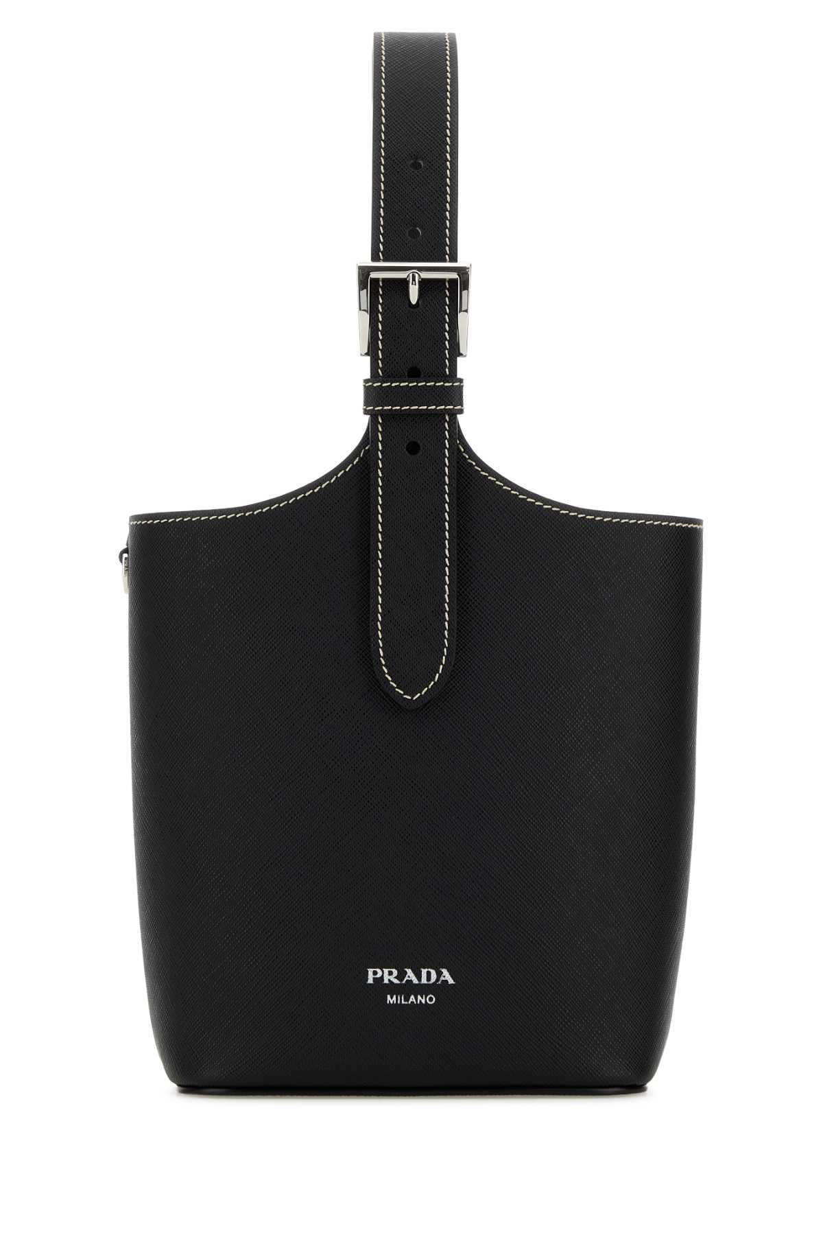 prada black leather shoulder bag