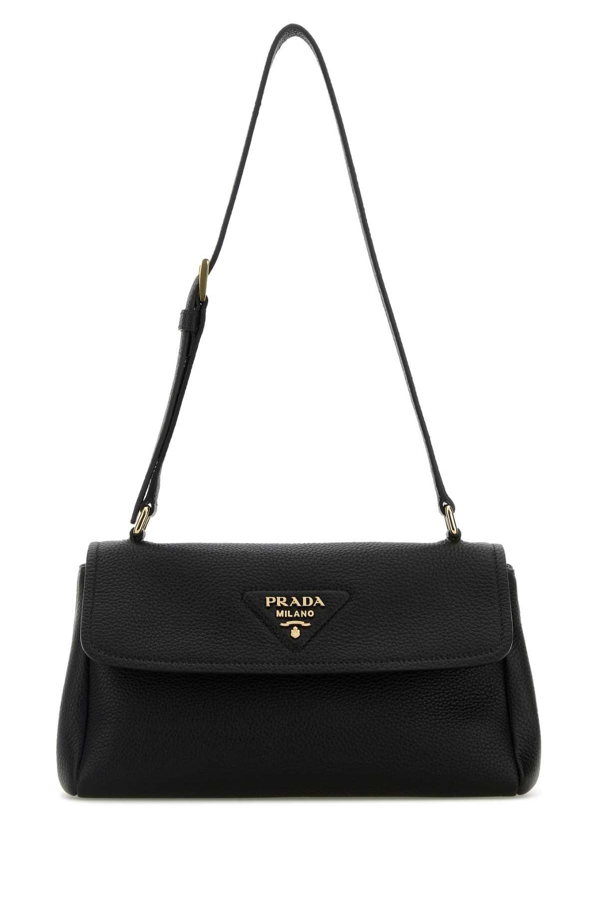 prada black leather small shoulder bag