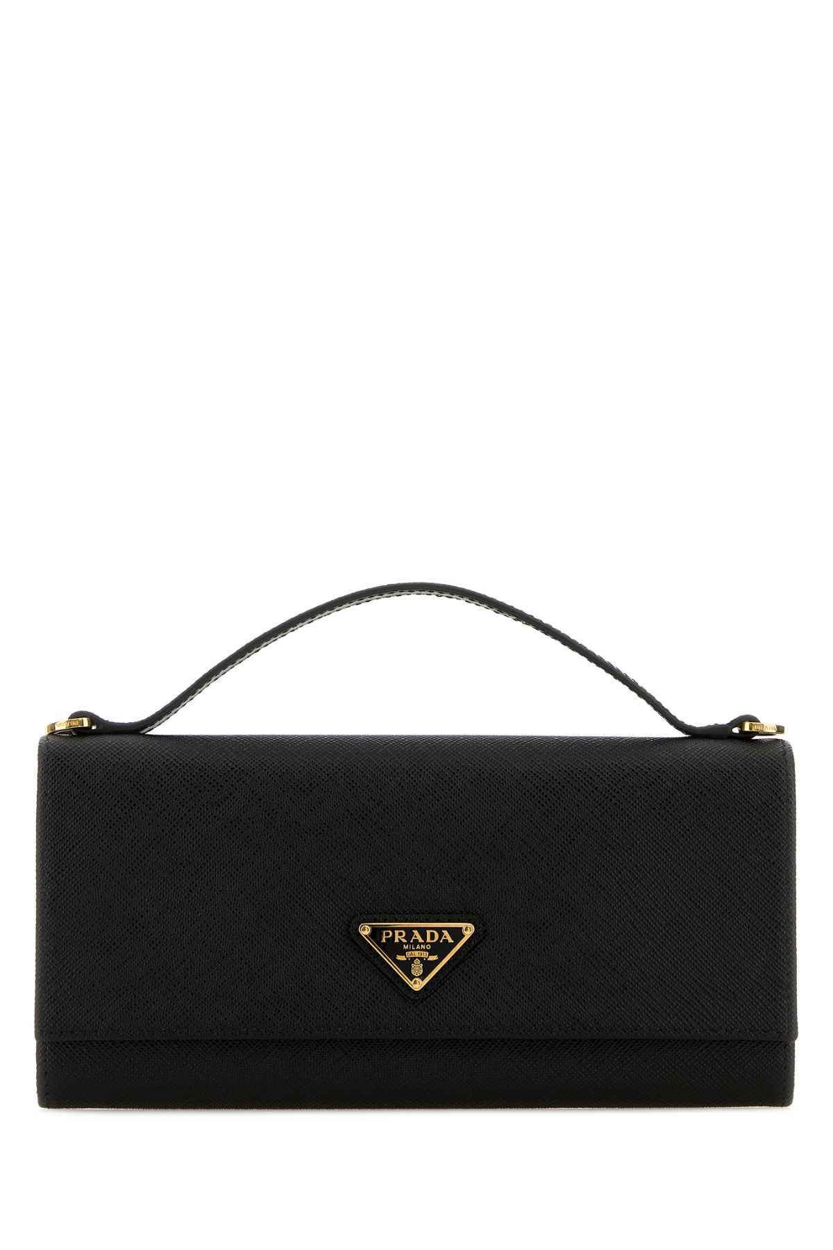 prada black leather wallet