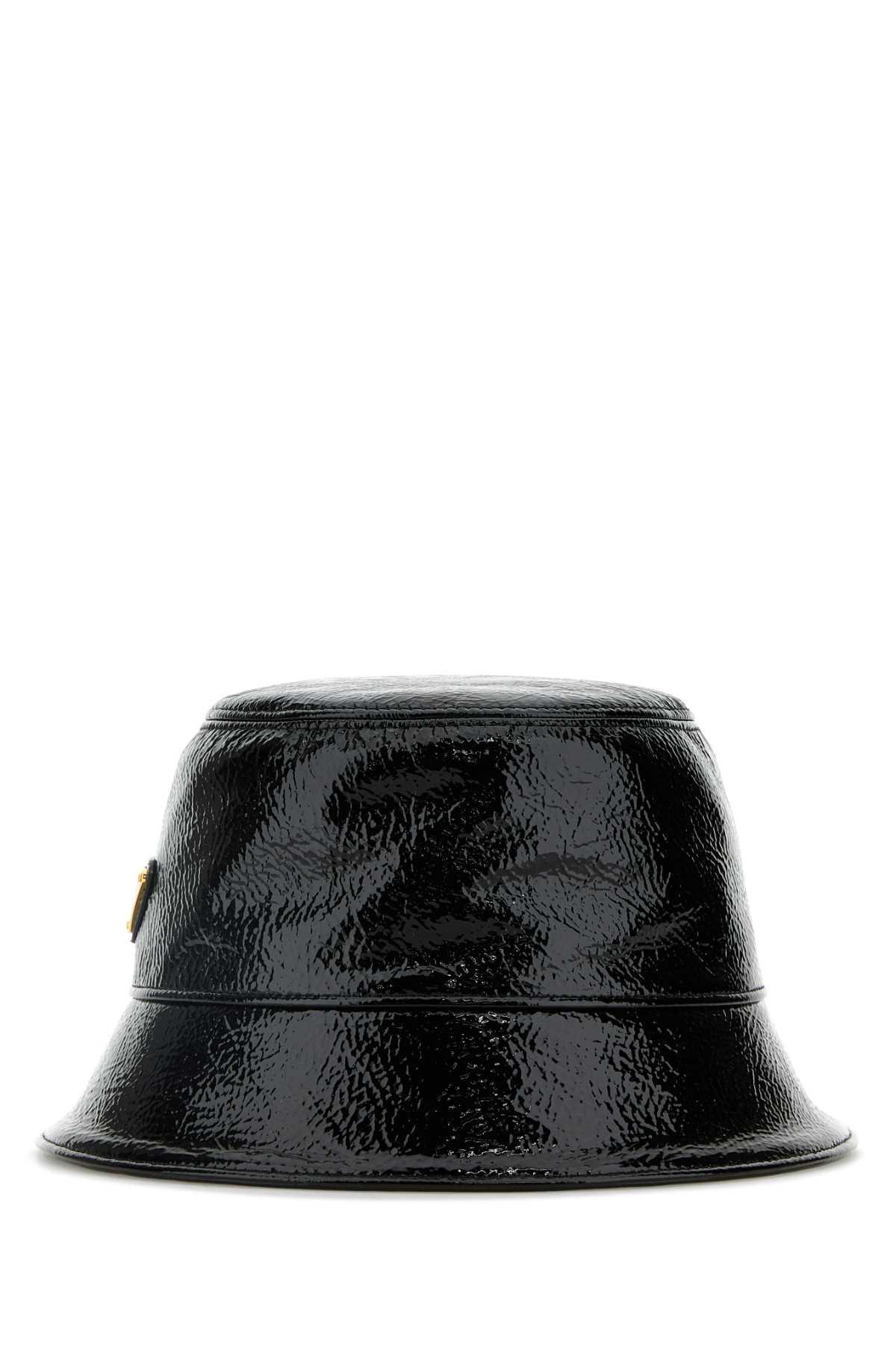 prada black naplak bucket hat