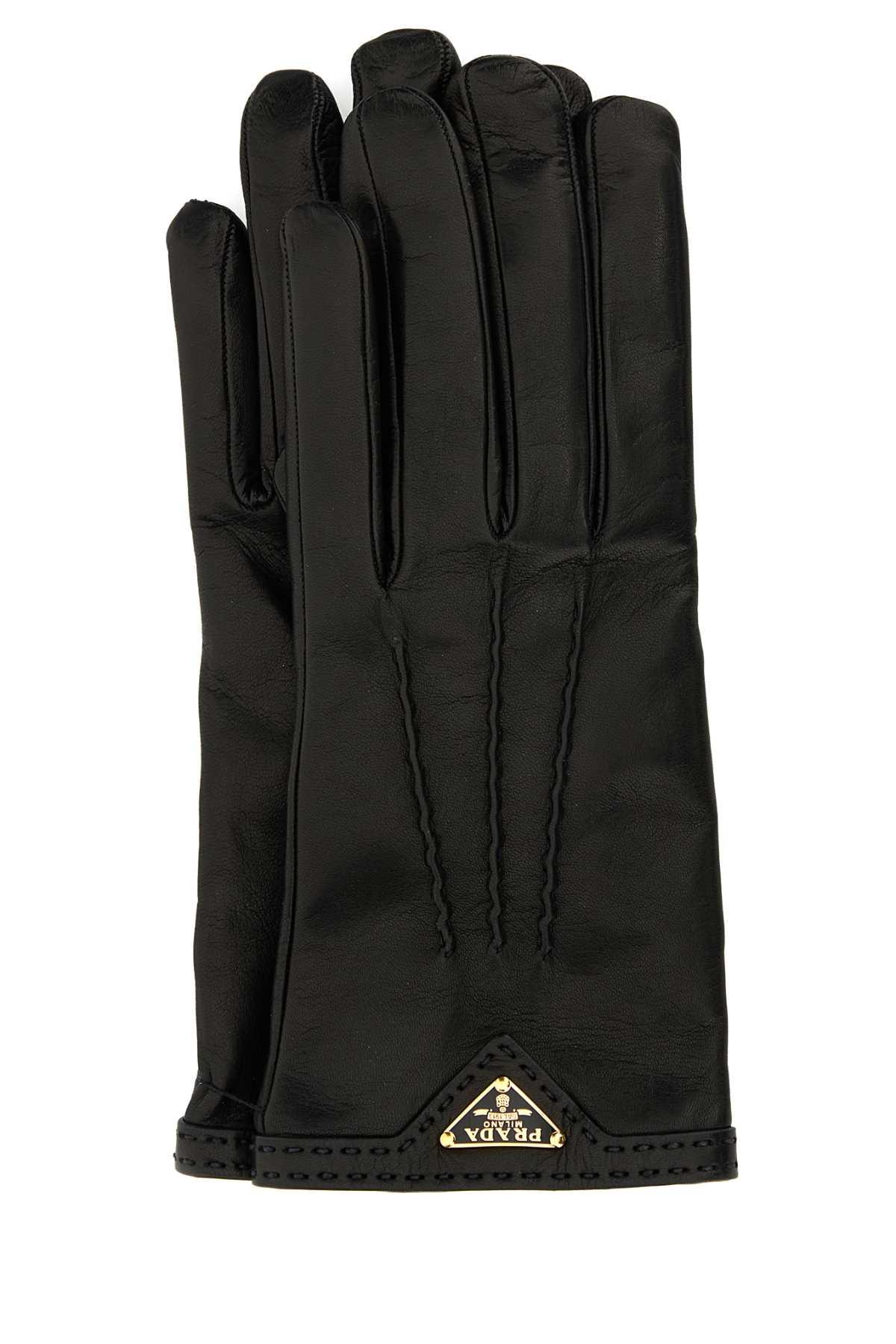 prada black nappa leather gloves